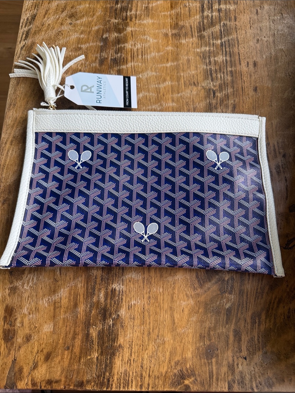 Runway Athletics tennis printed zipped pouch